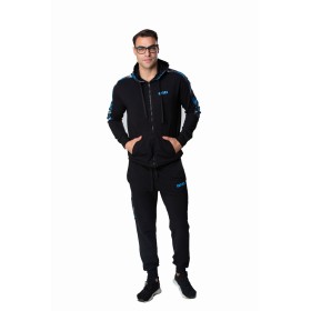 Мъжки спортен екип от бамбук в черен цвят и син акцент