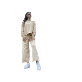 Дамска блуза с дълъг ръкав в бежов цвят